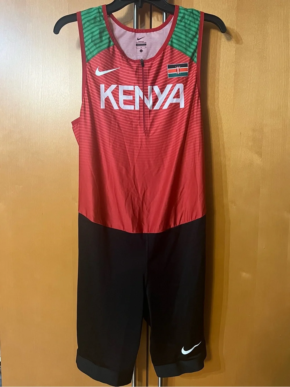 Nike Pro Elite Kenya Olympic Track & Field Speedsuit US L Red Black 898135-XXX